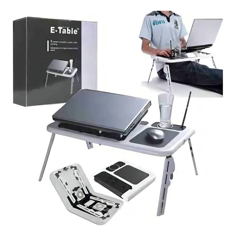 Mesa Portátil Para Notebook Plegable Doble Ventilador Base Mouse Hasta 15  Unico Color