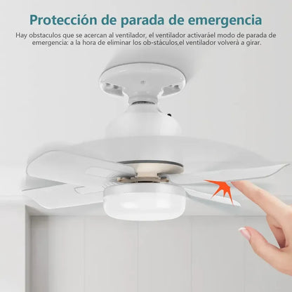 Lampara Ventilador Foco Mini Abanico De Techo Ventiladores Blanco