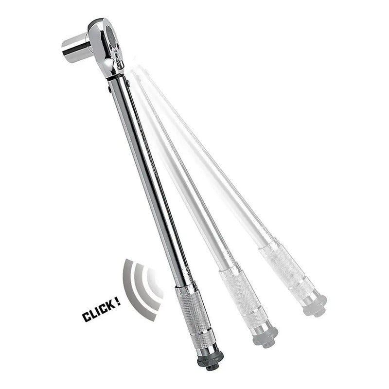 Torquímetro Profesional 1/2 Traba Regulable Precisión 2.9 A 21 Kg Herramienta Ajuste Torque Con Estuche Mecánico Taller Auto Moto Automotriz Trinquete Seguro Medidor Cromado Fijo Plateado