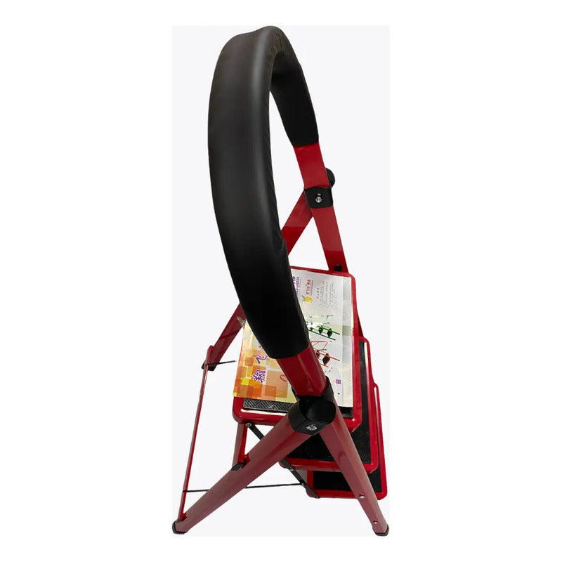 Escalera 3 Escalones Antideslizante Plegable Aluminio Rojo