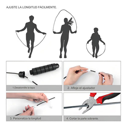 Cuerda Para Saltar Cardio Crossfit Deporte Velocidad Color Negro
