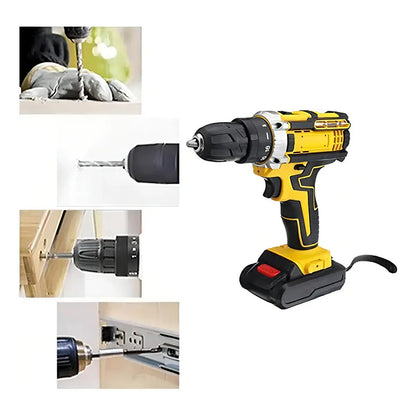 Taladro 24v Inalámbrico Recargable + 2 Baterias Color Amarillo Frecuencia 59-80