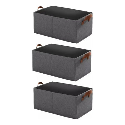 Canasta Organizador Ropa Caja Plegable Almacenamiento Pack 3 Gris Oscuro Lisa