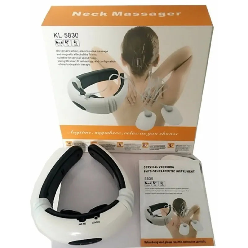 Masajeador De Cuello Eléctrico 3d Electrodo De Pulso Color Blanco