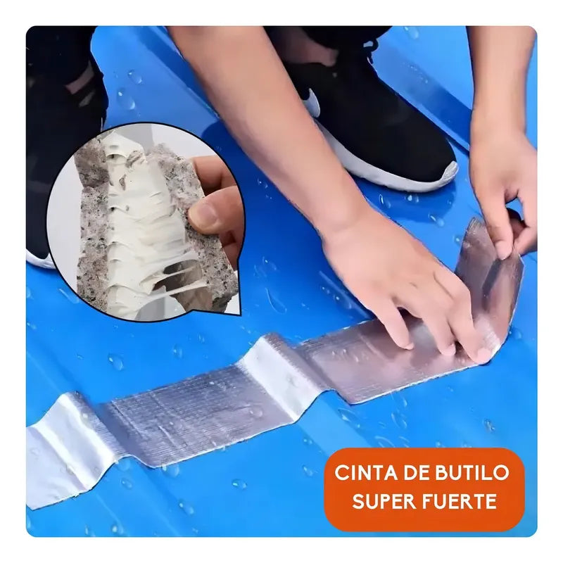Adhesivo Cinta Tapagotera Techo Sellador Impermeabl 5cm X 5m Plateado