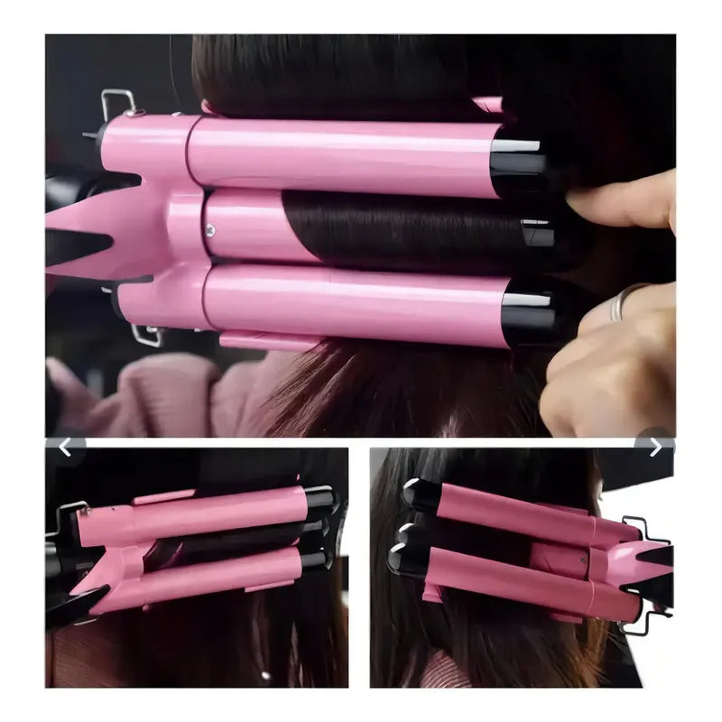 Rizador Ondulador De Pelo Profesional De Cerámica Para Ondas, Con Triple Barril