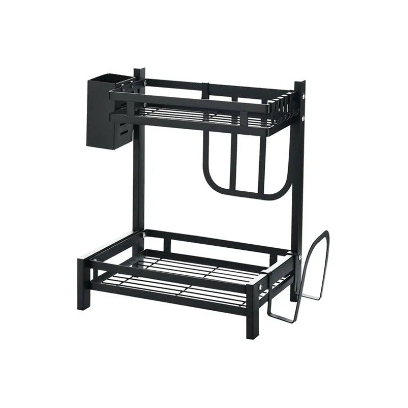 Estante Organizador De Especias Especiero 2 Niveles Multifuncional Color Negro