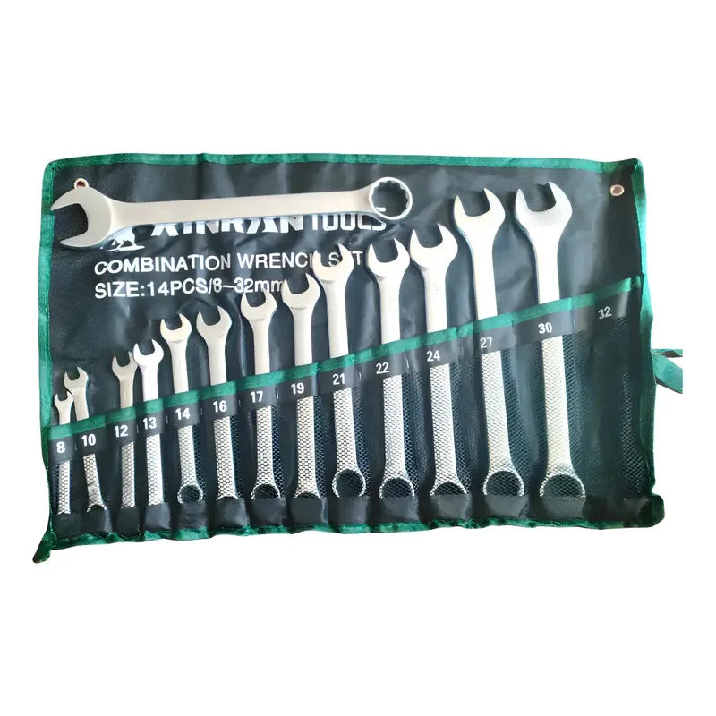 Set Juego Llaves  Punta Corona Combinada 14 Piezas 8 A 32mm Plateado