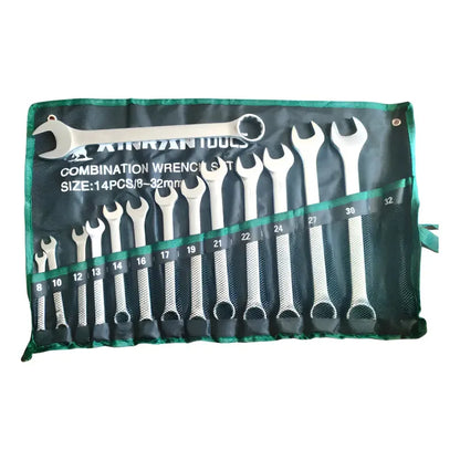 Set Juego Llaves  Punta Corona Combinada 14 Piezas 8 A 32mm Plateado