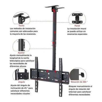 Soporte Tv Techo O Pared Ajustable Base 26 A 60 / 225004 Color Negro