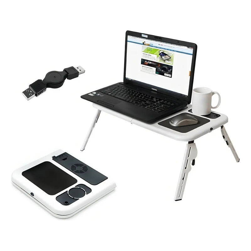 Mesa Portátil Para Notebook Plegable Doble Ventilador Base Mouse Hasta 15  Unico Color
