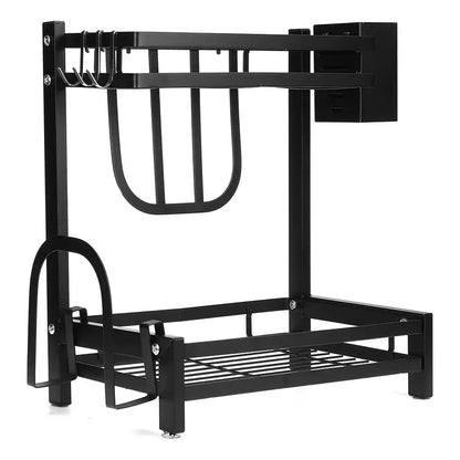 Estante Organizador De Especias Especiero 2 Niveles Multifuncional Color Negro