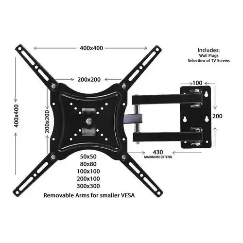 Soporte Tv Brazo Home Desing - 117b-2 14 A 55 Pulgadas Peso Max 50kg Color Negro