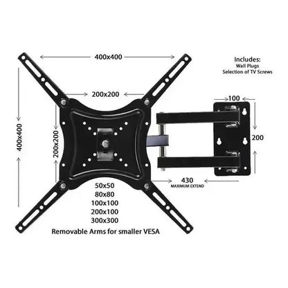 Soporte Tv Brazo Home Desing - 117b-2 14 A 55 Pulgadas Peso Max 50kg Color Negro
