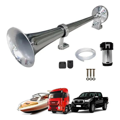 Marine Horn 45 Con Cuerno De Acero Inoxidable Cromado, 12 V, Camión, Barco, Autobús, Entre Otros, Con Compresor Cromo