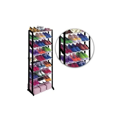 Rack Zapatero Organizador 30 Pares Tenis Zapatos 10 Niveles Color Negro