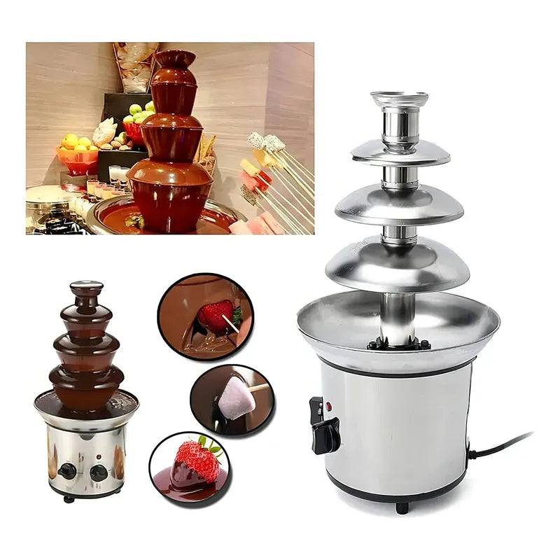 Cascada Fuente Chocolate Fondue 4 Niveles Acero Inoxidable C Color Plateado