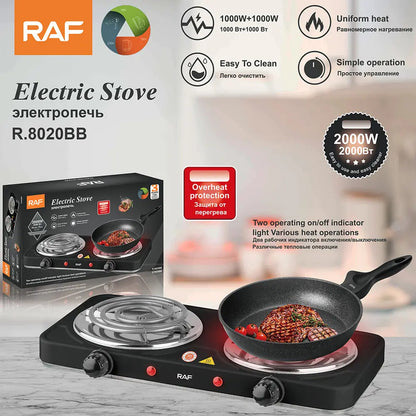 Cocina Eléctrica Portátil Sq 2 Quemadores 2000w Acero Inoxidable Negra Negro