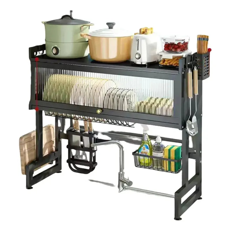 Escurridor Secador Loza Platos 2 Niveles Organizador 85cm Negro