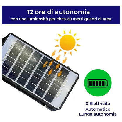 Foco Solar 3000w Led Potente Sensor + Control + Soporte Negro