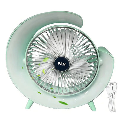 Mini Ventilador De Escritorio Portátil Irm Con Luz Led Multicolor Y Carga Usb 23.5 Cm 50hz/60hz Blanco Abs 3