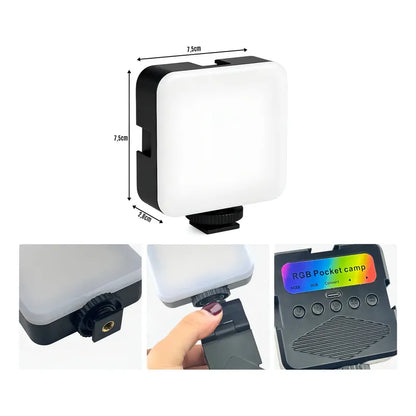 Luz Led Recargable Mushovi Qx-16 Foco Rgb Para Selfies Y Videos 1800mah Negro