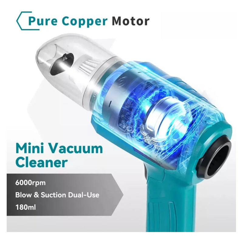 Aspiradora Y Sopladora De Mano Inalámbrico Multifuncional 7 En 1 Portatil Potente Aspiradora Para Auto 9800pa 120w, Seco... Celeste