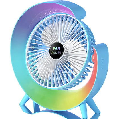 Mini Ventilador De Escritorio Portátil Irm Con Luz Led Multicolor Y Carga Usb 23.5 Cm 50hz/60hz Blanco Abs 3