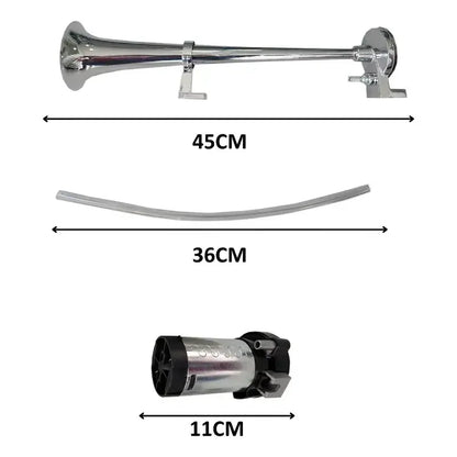 Marine Horn 45 Con Cuerno De Acero Inoxidable Cromado, 12 V, Camión, Barco, Autobús, Entre Otros, Con Compresor Cromo