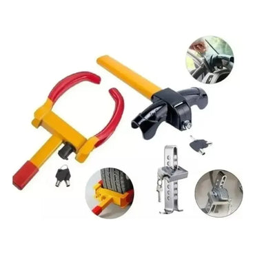 Pack Traba Rueda Auto Tranca Volante Antirrobo