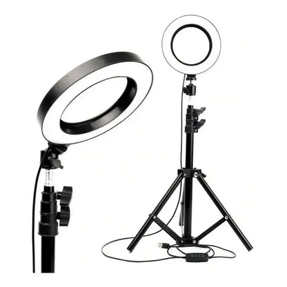 Anillo Aro Luz Led Fotografía 26 Cm + Trípode Ajustable Estructura Negro Luz Blanco Frío