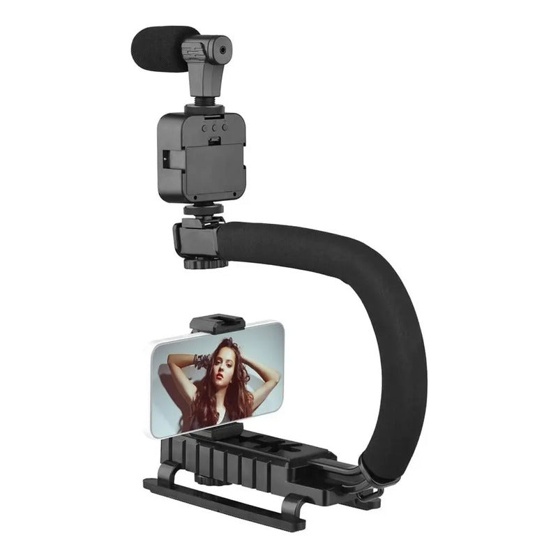 Estabilizador De Cámara De Video Soporte De Teléfono Ay-49u Color Negro