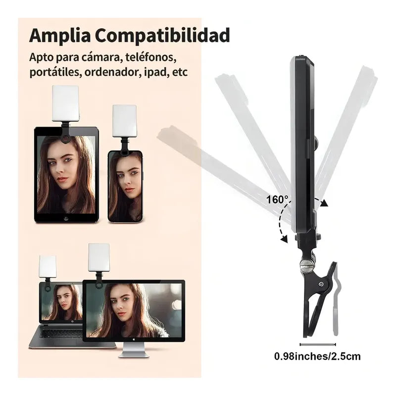 Luz De Video C¡mara Lám-para Con Clip Flash Paracelulares Blanco