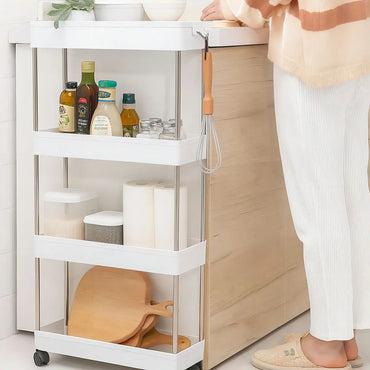 Estante Organizador 4 Niveles Con Ruedas Tecnishop Cocina Baño Oficina Blanco