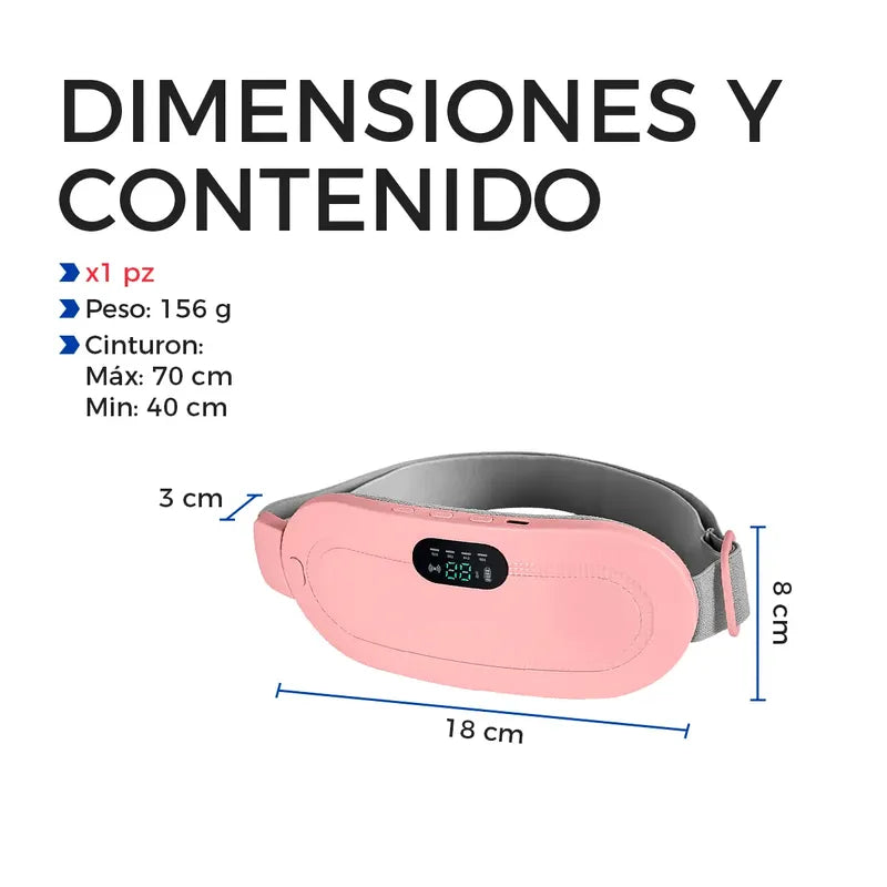 Cinturón Eléctrico De Masaje Y Bolsa Térmica Para Aliviar Cólicos Menstruales Slim Company 3 Intensidades De Calor Y 4 Modos De Vibración Terapia Térmica Ajustable Recargable Rosa