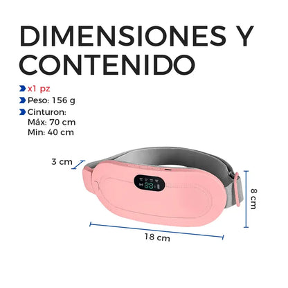 Cinturón Eléctrico De Masaje Y Bolsa Térmica Para Aliviar Cólicos Menstruales Slim Company 3 Intensidades De Calor Y 4 Modos De Vibración Terapia Térmica Ajustable Recargable Rosa