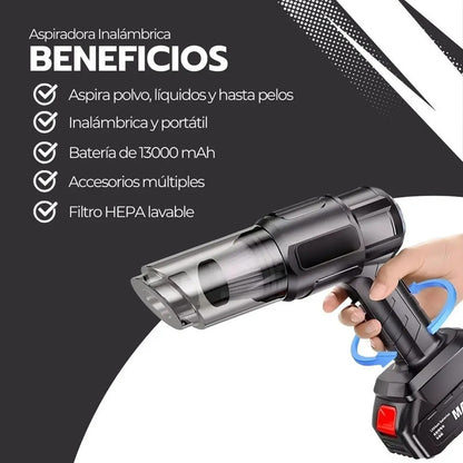 Aspiradora Inalámbrica Portátil Auto Alta Potencia 13000mah Negro