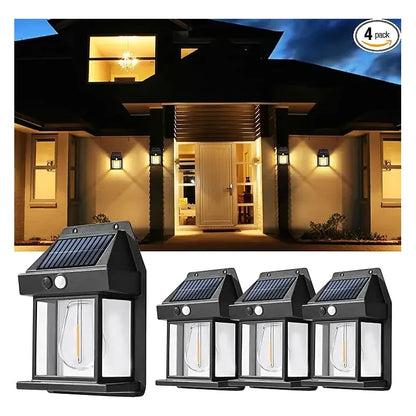 Pack De 4 Apliques Solares Keyifa Con Sensor De Movimiento Para Jardín Y Patio Negro
