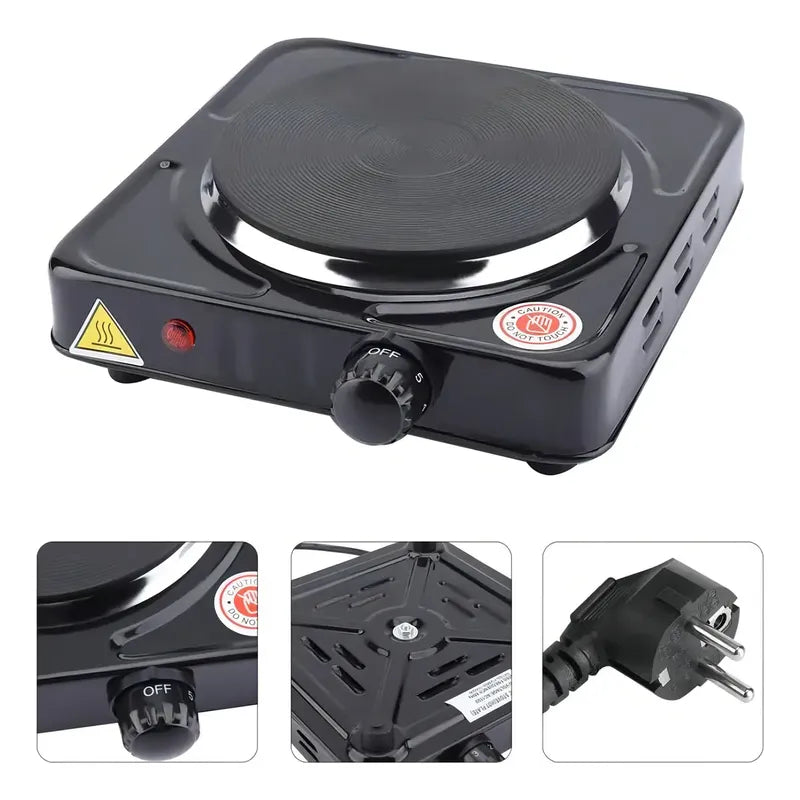 Anafe Cocina Eléctrica Simple Plato 1 Hornalla 1000w A/inoxi Color Negro