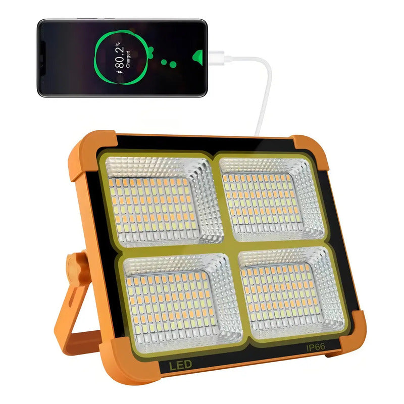 Lampara De Emergencia Foco Solar Recargable Led Camping Reflectores Roro Naranja