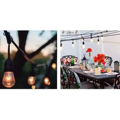 Guirnalda Led Exterior 10 Metros 10 Ampolletas Luz Amarilla Cable Negro Amarillo