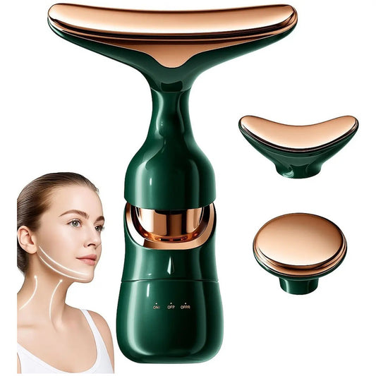 Masajeador Facial 3 En 1 Vibración Antiarrugas Recargable Verde Epsilon Verde Oscuro
