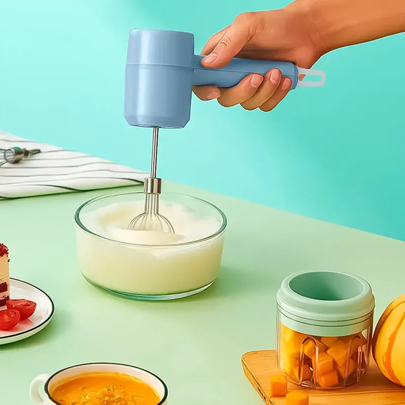 Mini Batidora De Mano 2 En 1 Recargable Inalámbrica Usb Slim Company Batidor Eléctrico Para Huevos Cremas Color Azul 50/60 Hz