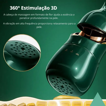Masajeador Facial 3 En 1 Vibración Antiarrugas Recargable Verde Epsilon Verde Oscuro