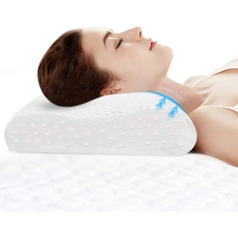 Almohada Ortopédica  Cervical Terapéutica Con Memoria Cuello Blanco