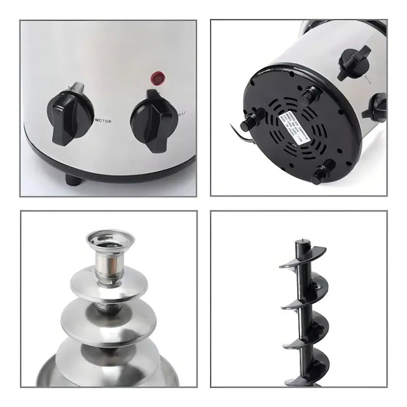 Cascada Fuente Chocolate Fondue 4 Niveles Acero Inoxidable C Color Plateado