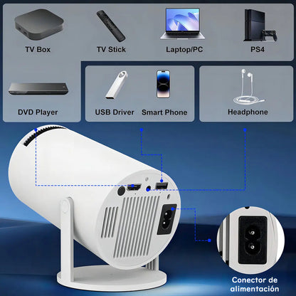 Proyector Mini Casa De Los Deseos Smart Tv Proyector Portatil 9000lm Blanco