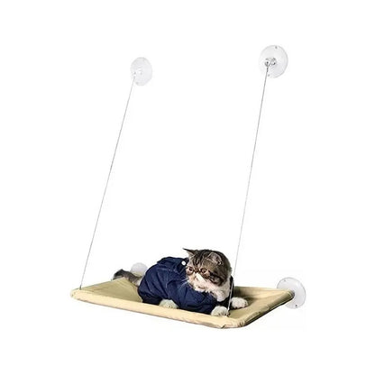 Cama Hamaca Colgante Ventosa Ventana Mediana Noyal Beige Gato Liso