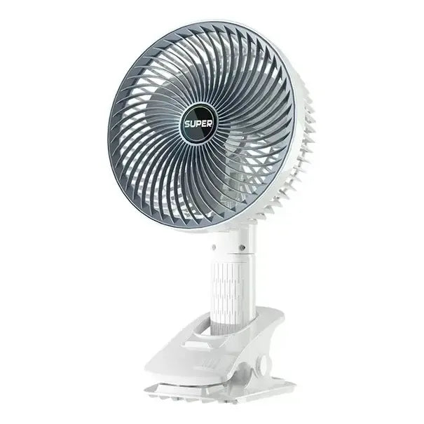 Miniventilador Super Usb Con Clip Silencioso 3 Velocidades Acero Blanco 49 Cm Plástico