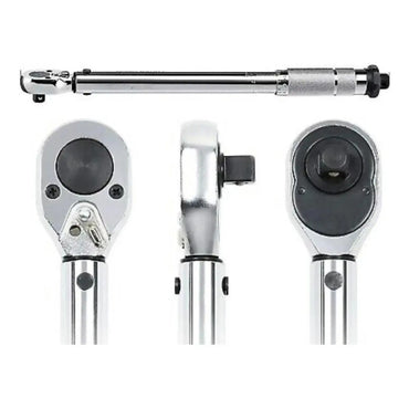 Torquímetro Profesional 1/2 Traba Regulable Precisión 2.9 A 21 Kg Herramienta Ajuste Torque Con Estuche Mecánico Taller Auto Moto Automotriz Trinquete Seguro Medidor Cromado Fijo Plateado